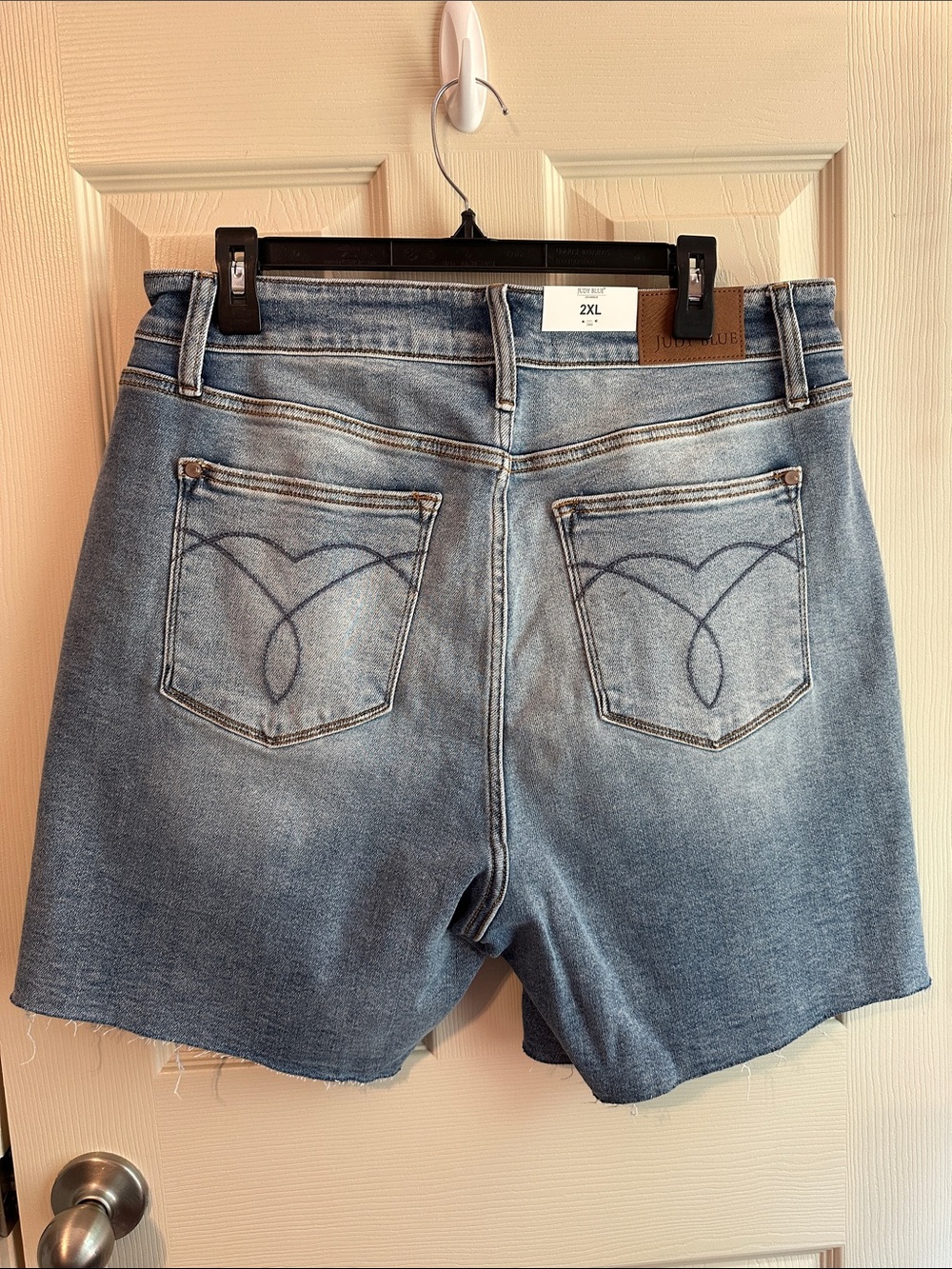 Judy Blue Mid-Rise Faded Blue Denim Shorts - Picture 3 of 3